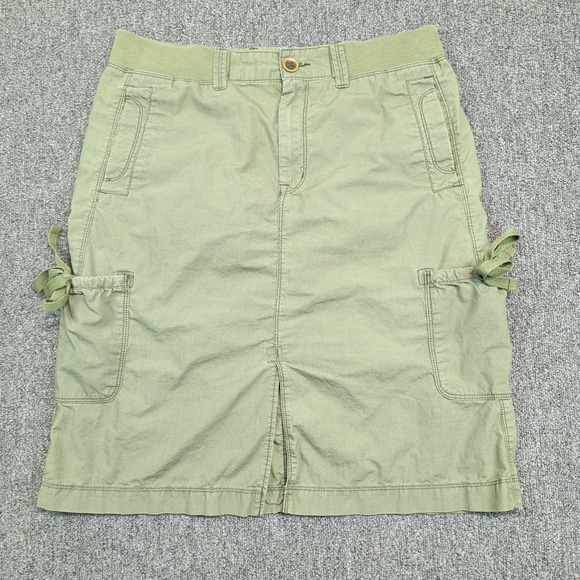 Eddie Bauer Gorpcore Cargo Skirt 8 Green Cotton Utility Hiking Midi Pocket Slit — photo 2